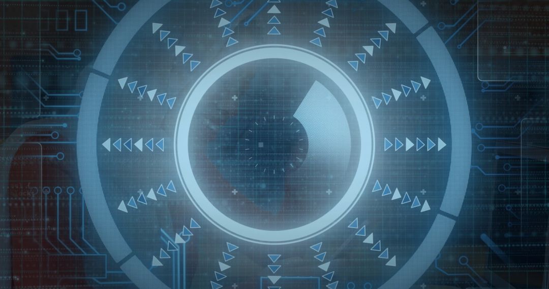 Futuristic Cyber Interface with Central HUD Element