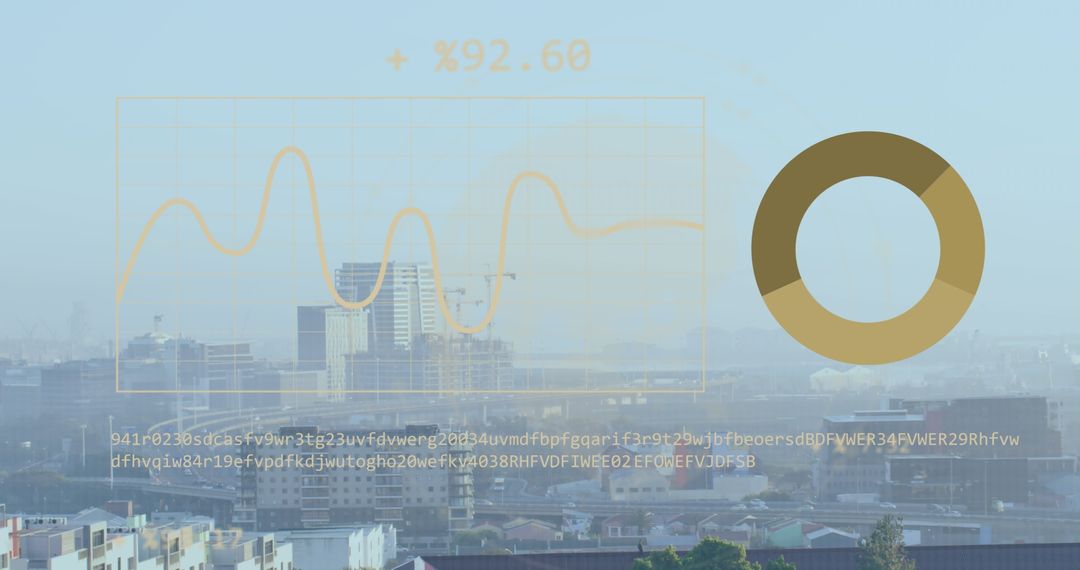 Digital Data Visualization Over Urban City Skyline