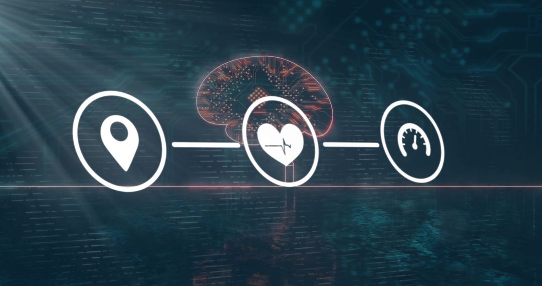Futuristic Virtual Dashboard Interface with Pulsing Heart Icon