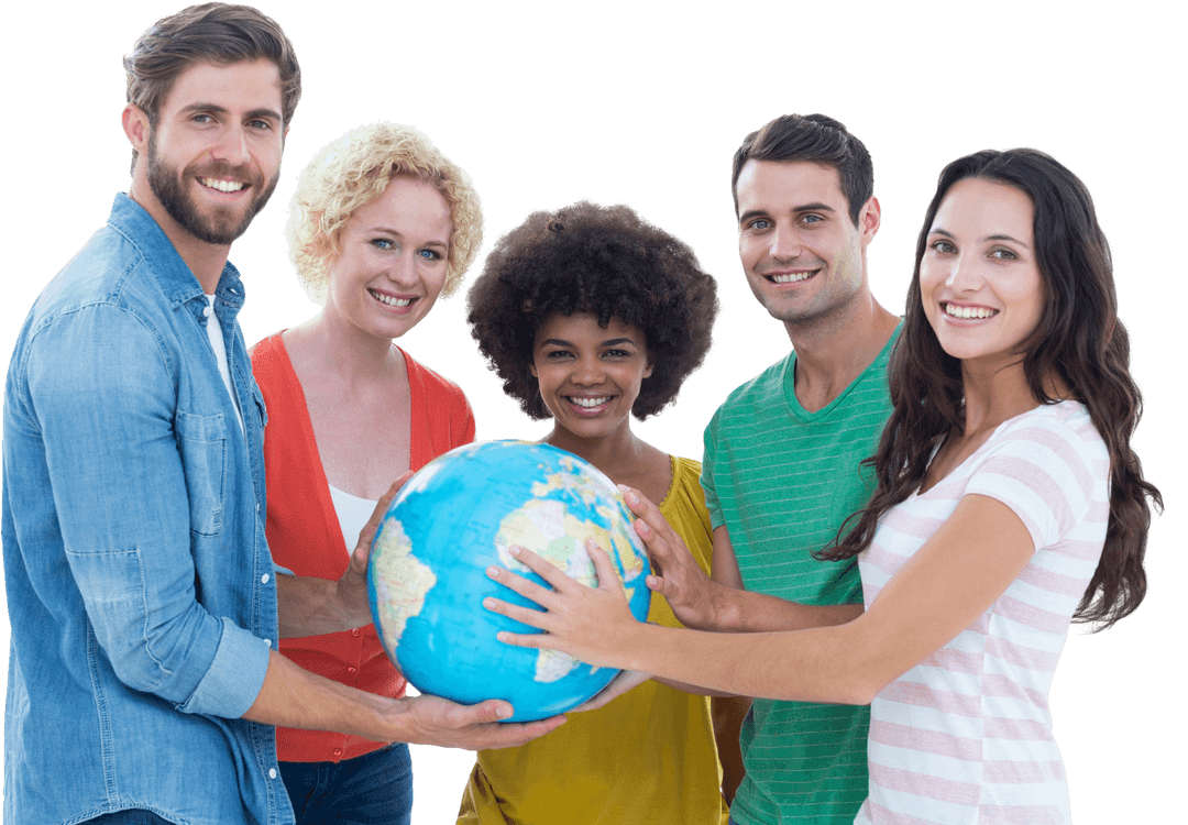 Transparent Diverse Group of Professionals Holding Globe