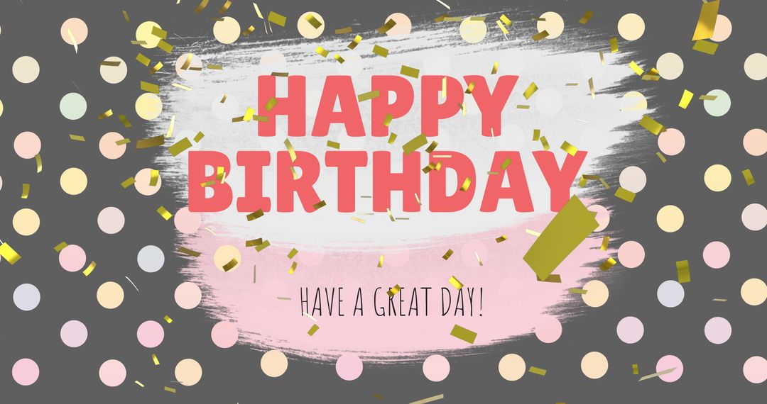 Colorful Happy Birthday Greeting with Confetti and Circle Patterns