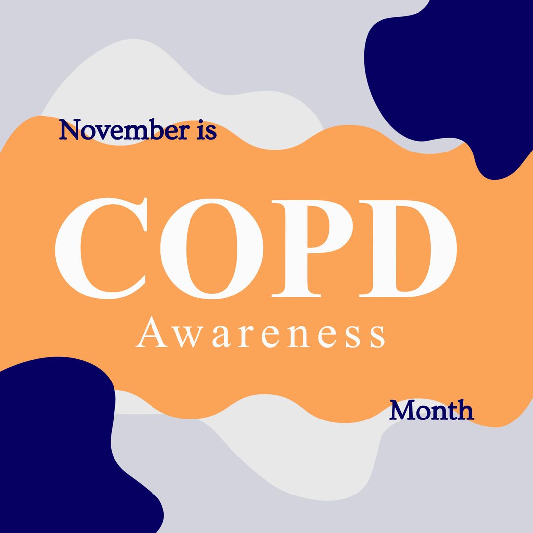 COPD Awareness Month Campaign Text with Abstract Background