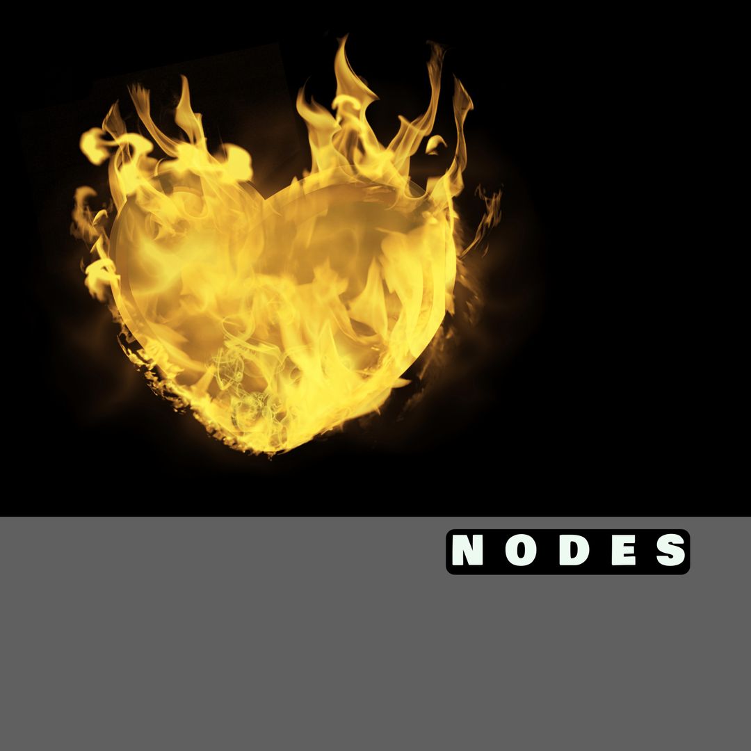 Fiery Heart Artwork with Text Overlay Design