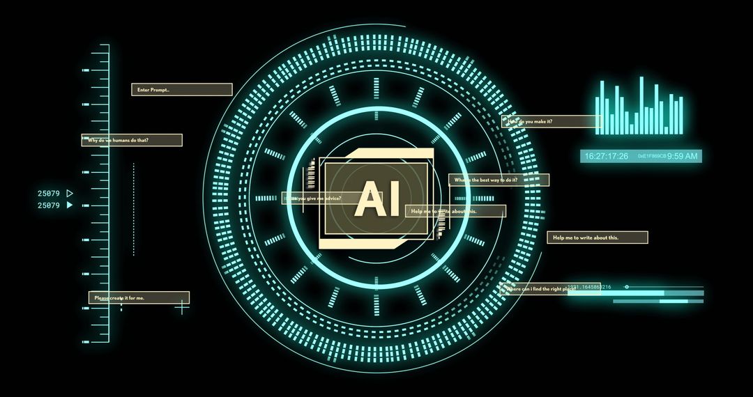 Futuristic AI Data Interface with Digital Elements