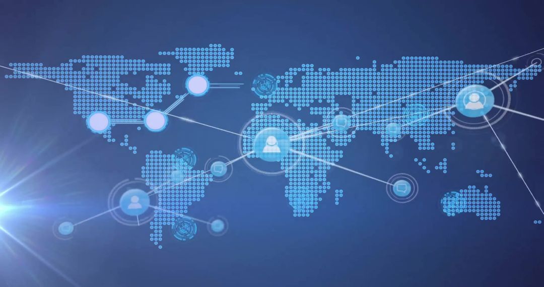 Global Digital Network Overlay on World Map