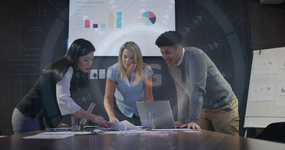 Professionals Analyzing Data in Modern Business Environment