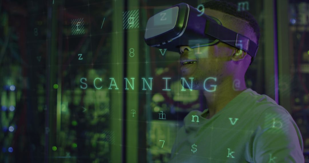 Server Room Technician Using VR for Data Processing