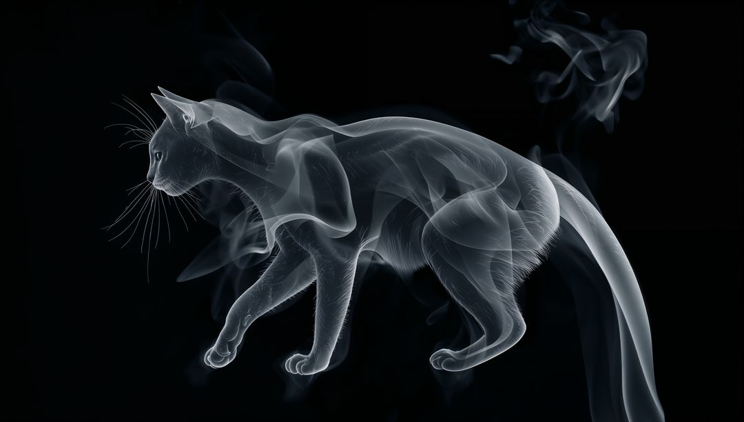 Ethereal Cat Silhouette in Elegant Smoke Display
