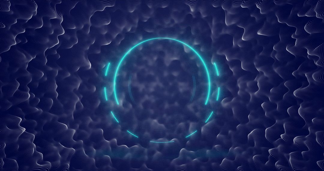 Futuristic Neon Circles with Digital Abstract Waves