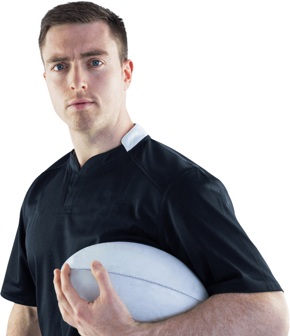 Transparent Sporting Portrait of Rugby Player with Rugby Ball