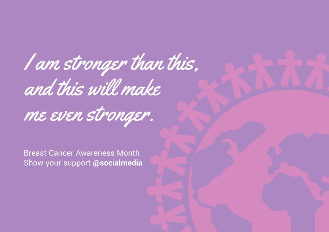 Breast Cancer Awareness Inspirational Message with Pink Ribbon and World Map - Download Free Stock Templates Pikwizard.com