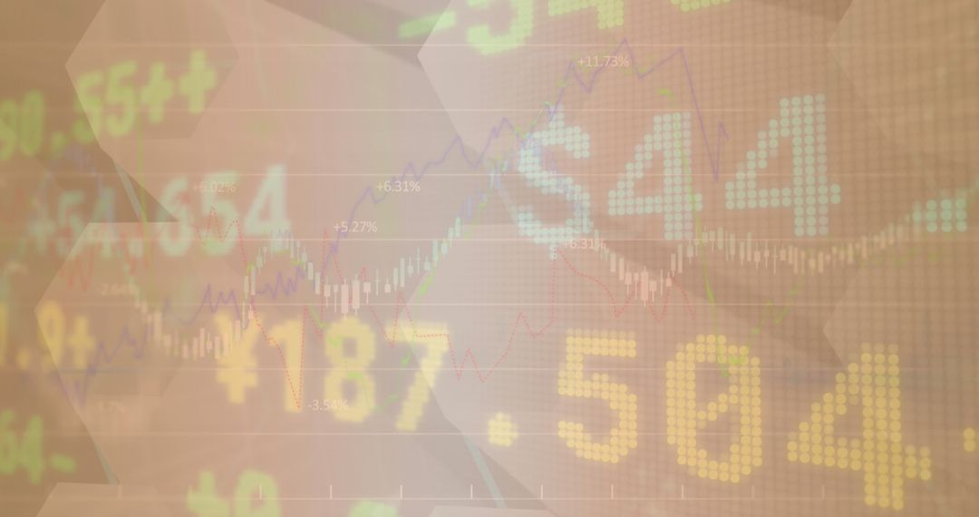Abstract Financial Data Display With Stock Market Graphs