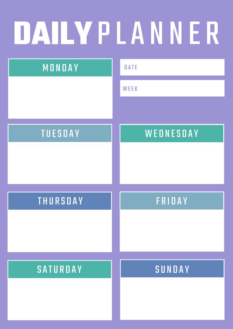Colorful Weekly Planner Template with Notes Section - Download Free Stock Templates Pikwizard.com