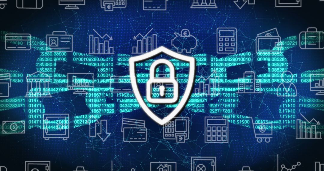 Cybersecurity Shield Protecting Digital Data Connections