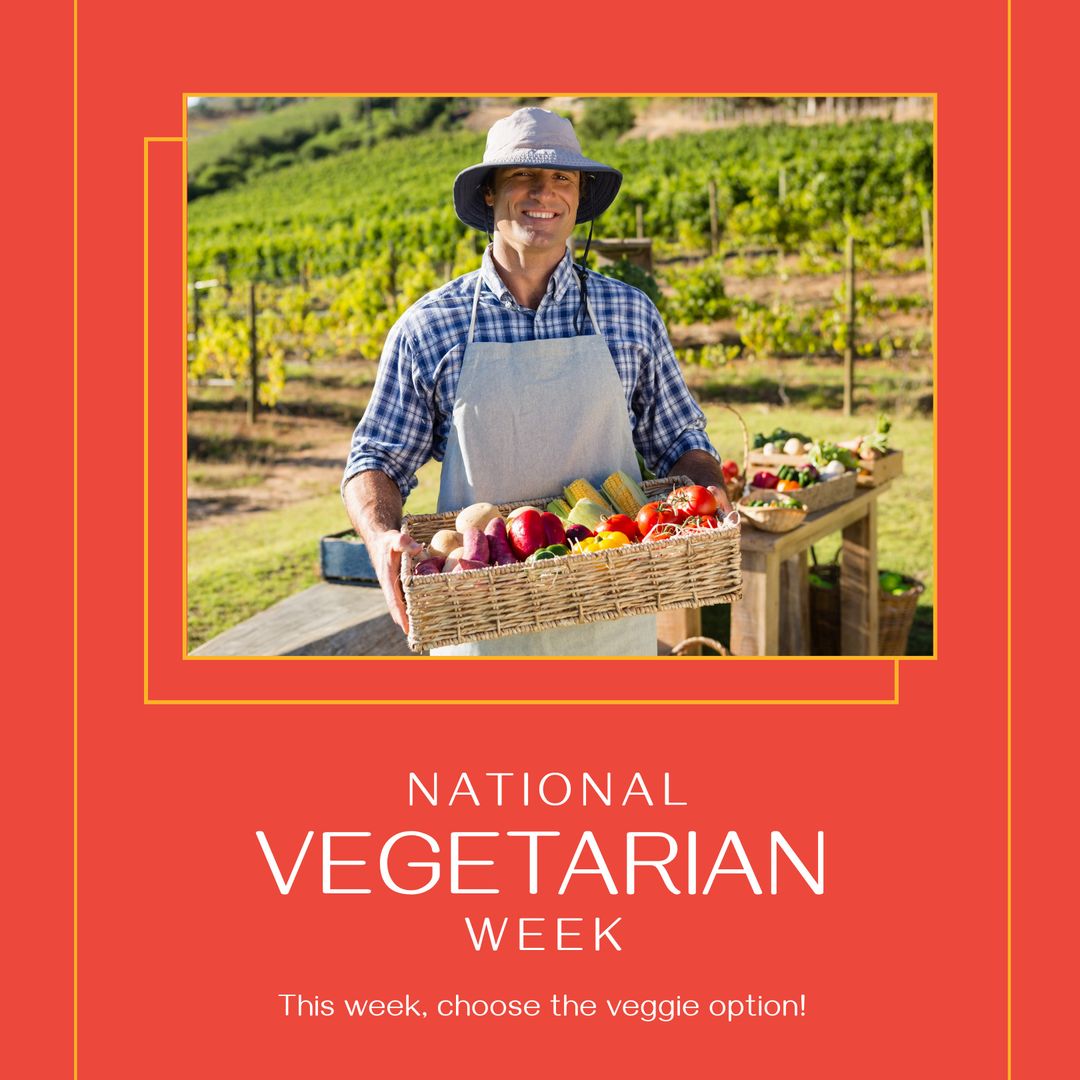 Farmer Highlighting National Vegetarian Week with Fresh Vegetables
