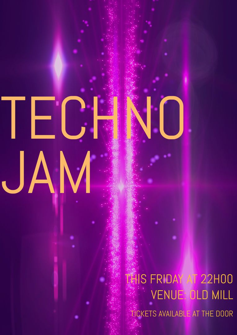 Techno Jam Promotion on Vibrant Neon Background