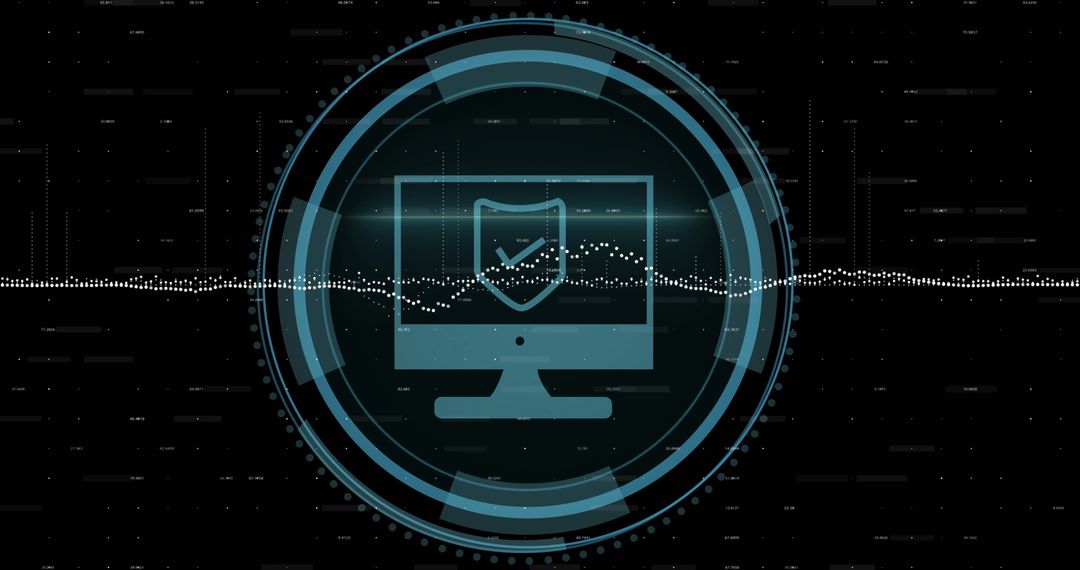 Innovative Cyber Security Symbol on Black Digital Background