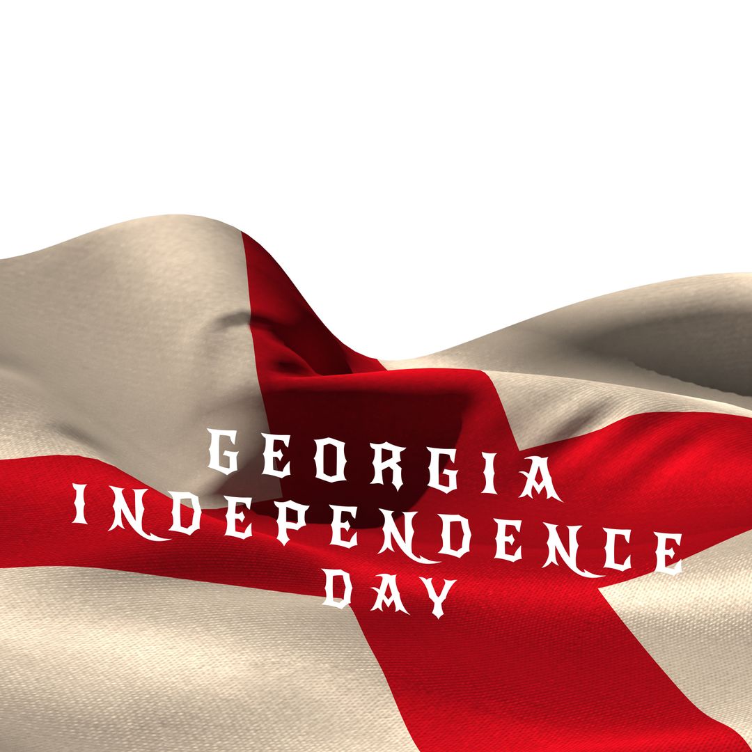 Georgia Flag with Independence Day Text on White Background
