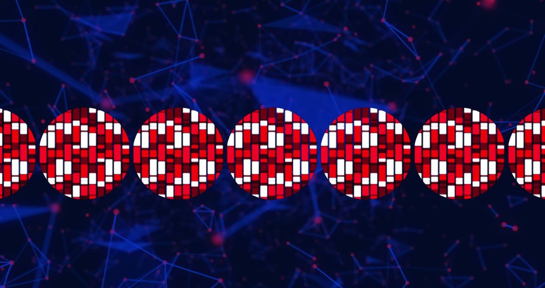 Abstract Red and White Circle Patterns on Navy Blue Background