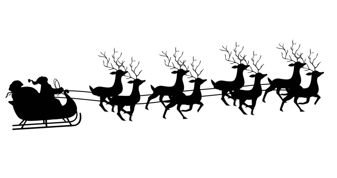 Santa Claus Sleigh Silhouette with Reindeers on Christmas Eve - Free Images, Stock Photos and Pictures on Pikwizard.com