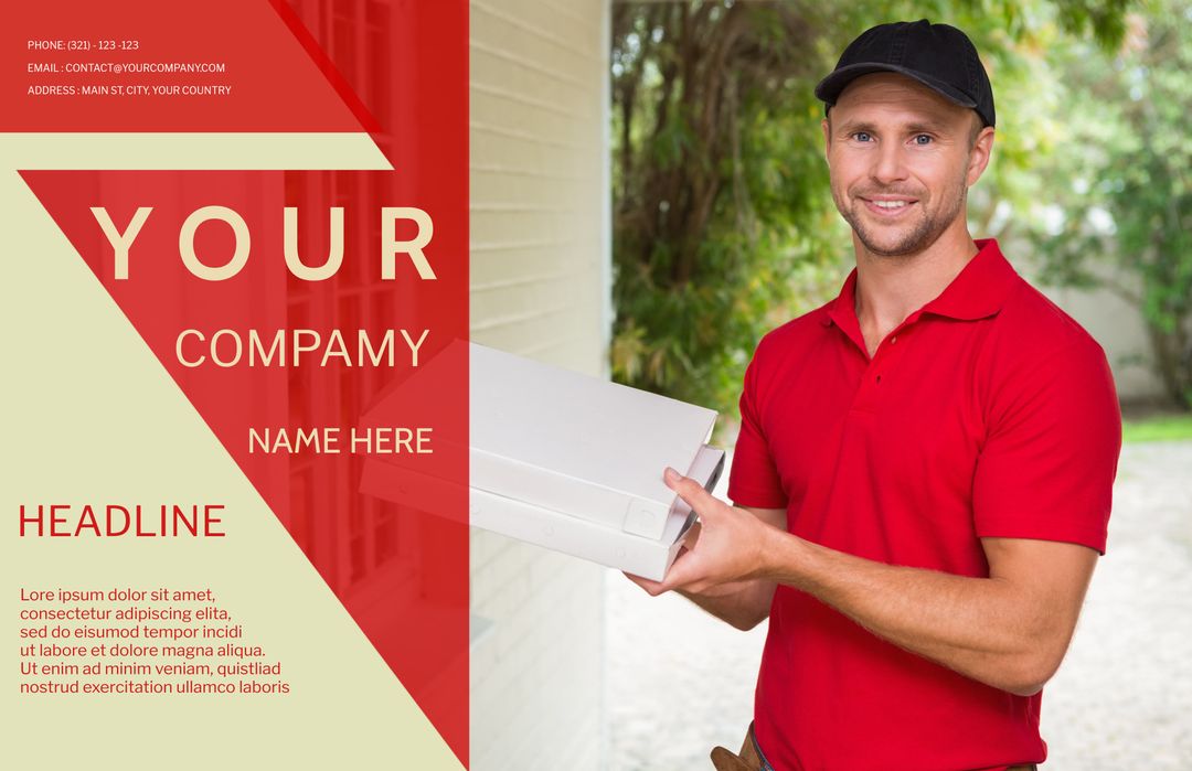 Smiling Delivery Courier Holding Package Ready for Service