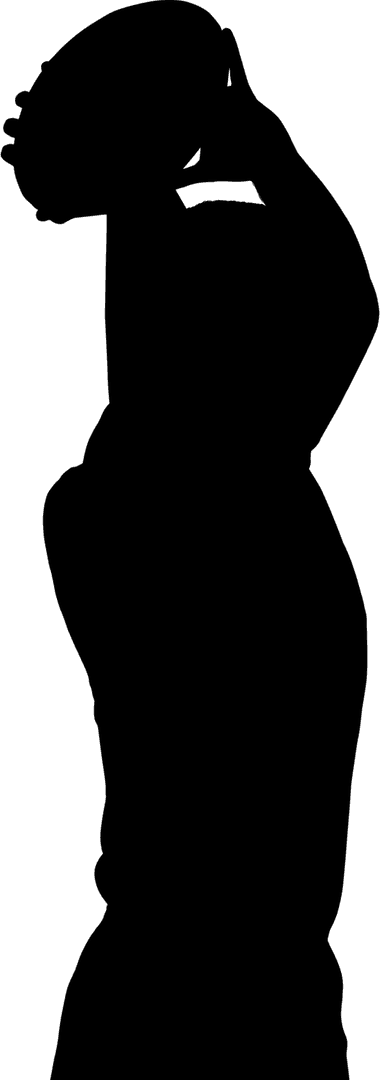 Silhouette of Rugby Player Celebrating with Raised Arms Transparent