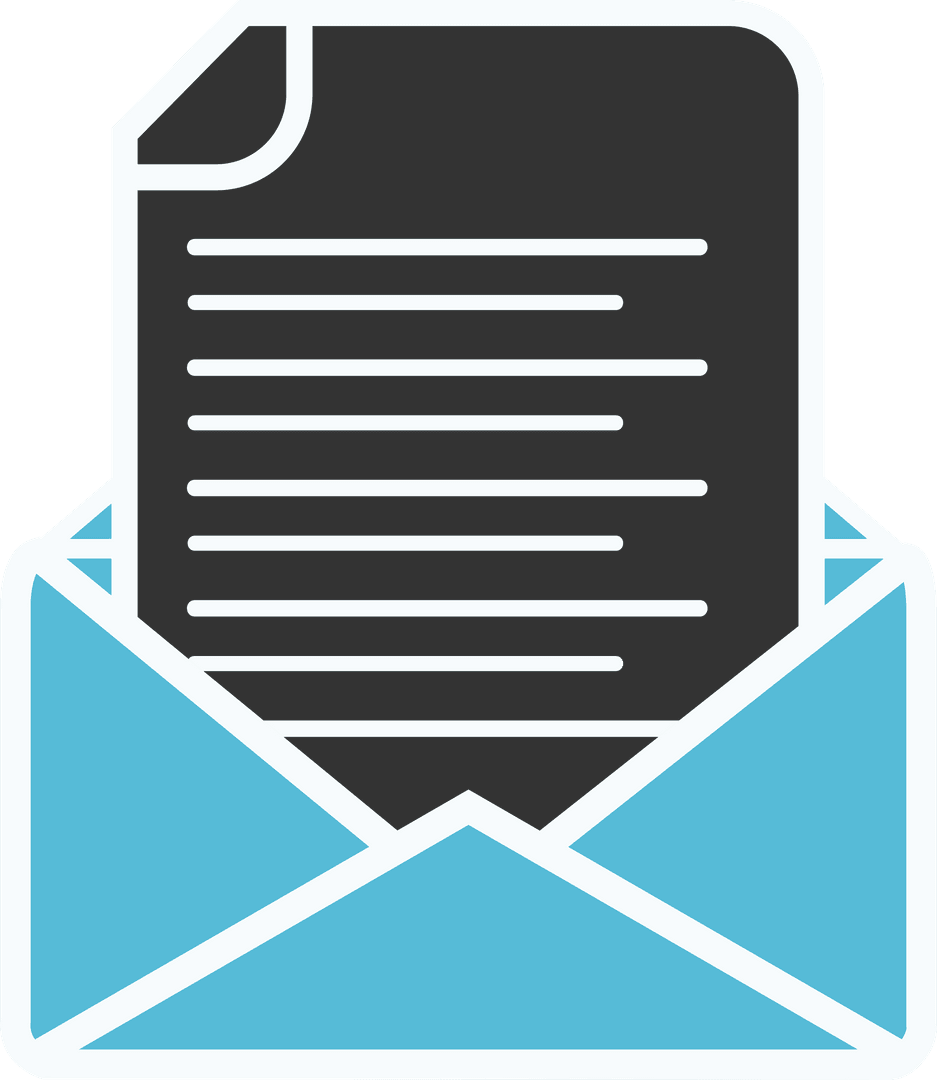 Digital Letter Heads in Blue Envelope Isolated Transparent Vector