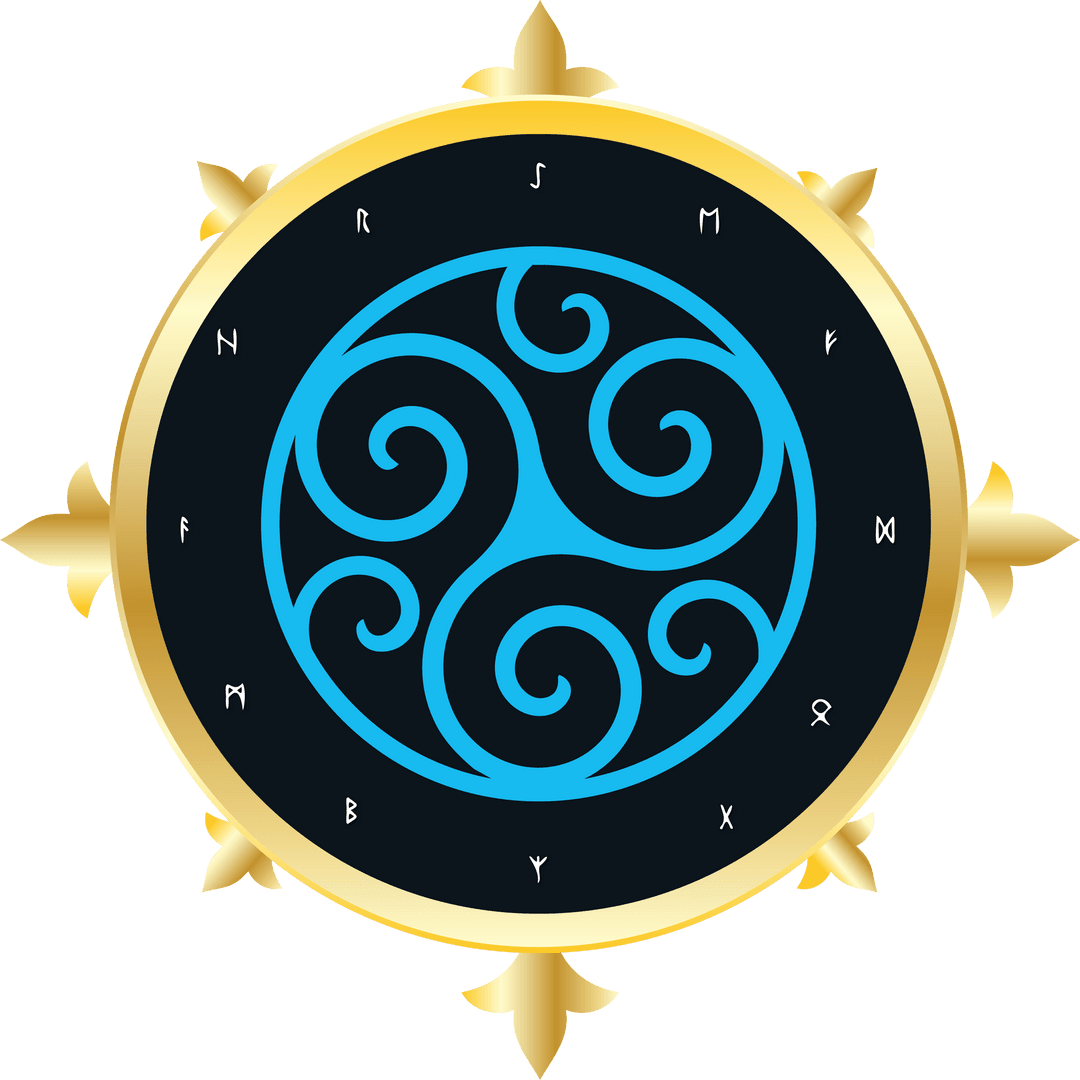 Gold Fleur-de-lis Frame with Blue Triskelion on Transparent Background