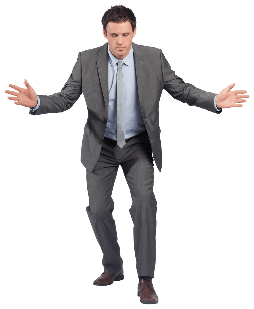 Businessman Balancing Arms Out Transparent Background