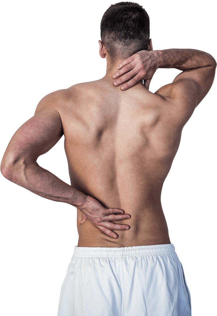 Man Suffering Back Necks Pain Transparent Background