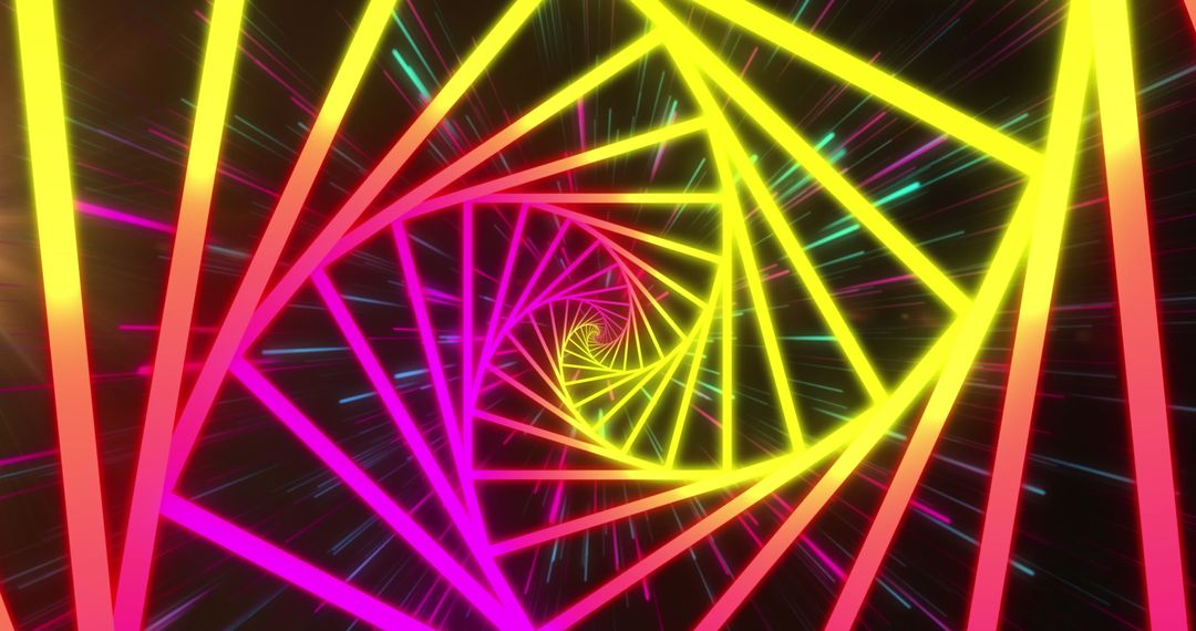 Galactic Neon Tunnel with Vibrant Light Trails on Black Background