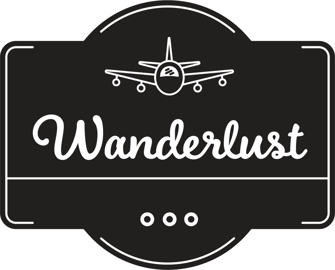 Transparent Wanderlust Text with Airplane Design