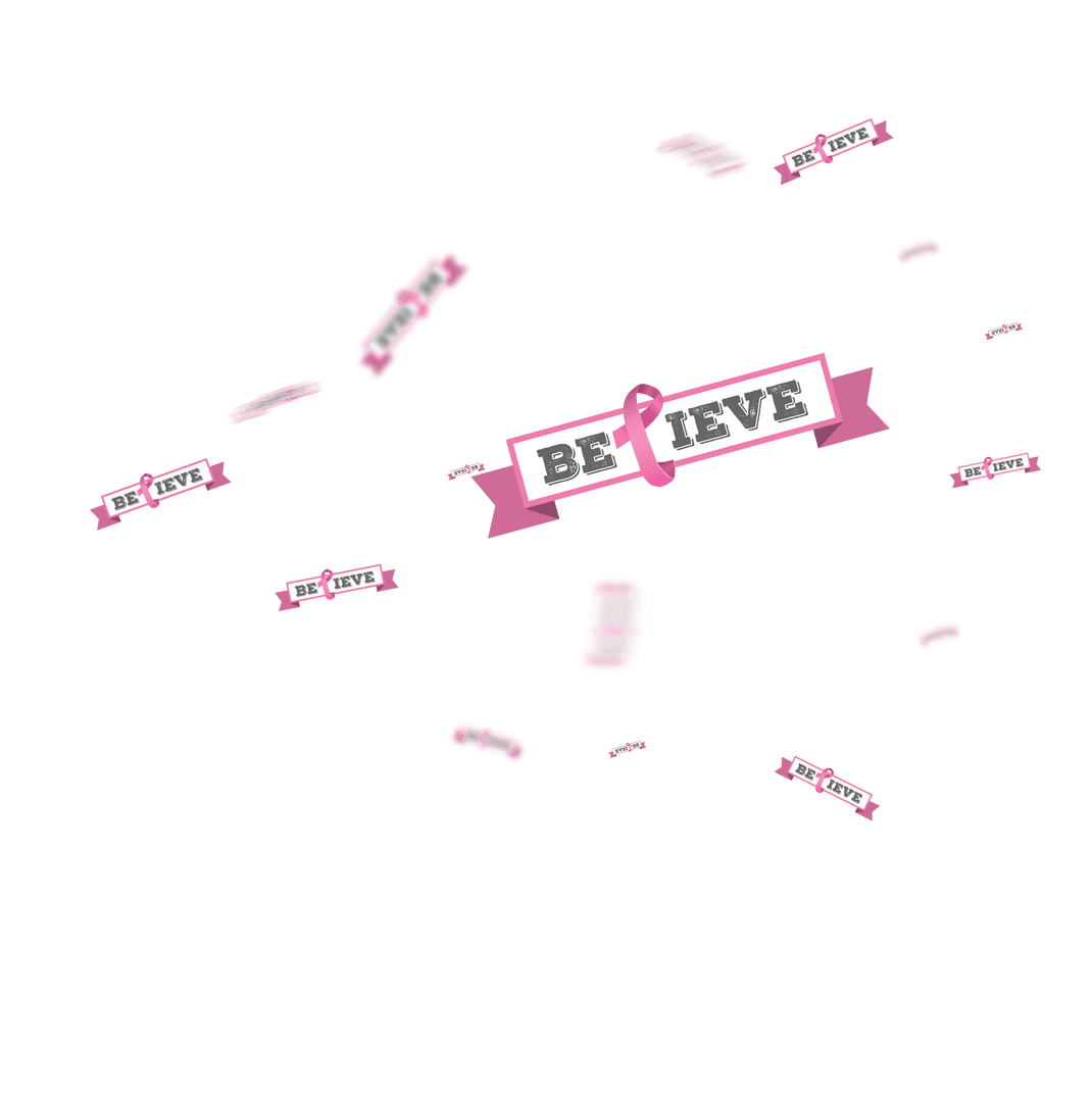Believe Text with Pink Ribbons on Transparent Background