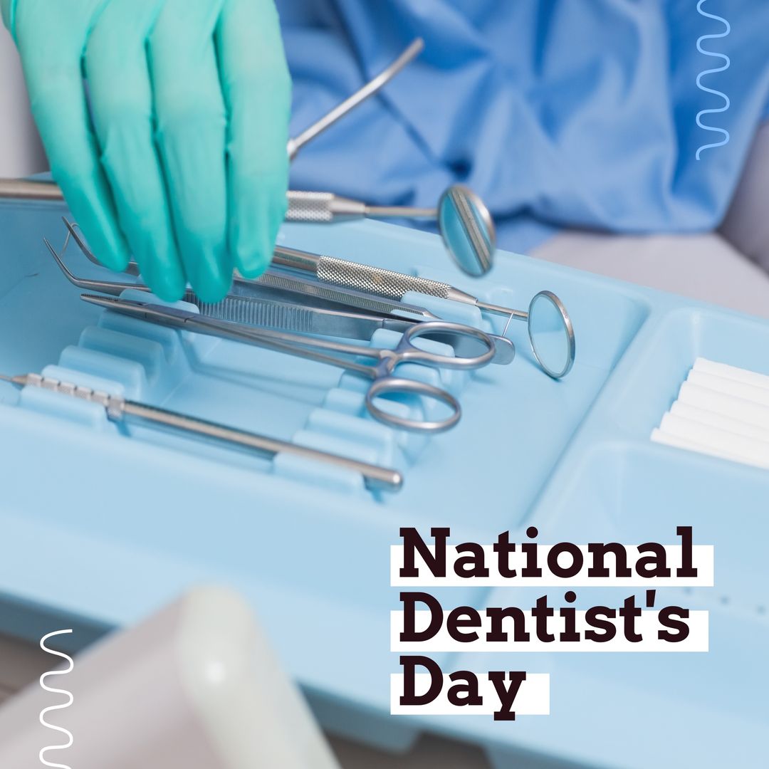 National Dentist's Day Celebration with Dentist Holding Tools - Download Free Stock Templates Pikwizard.com