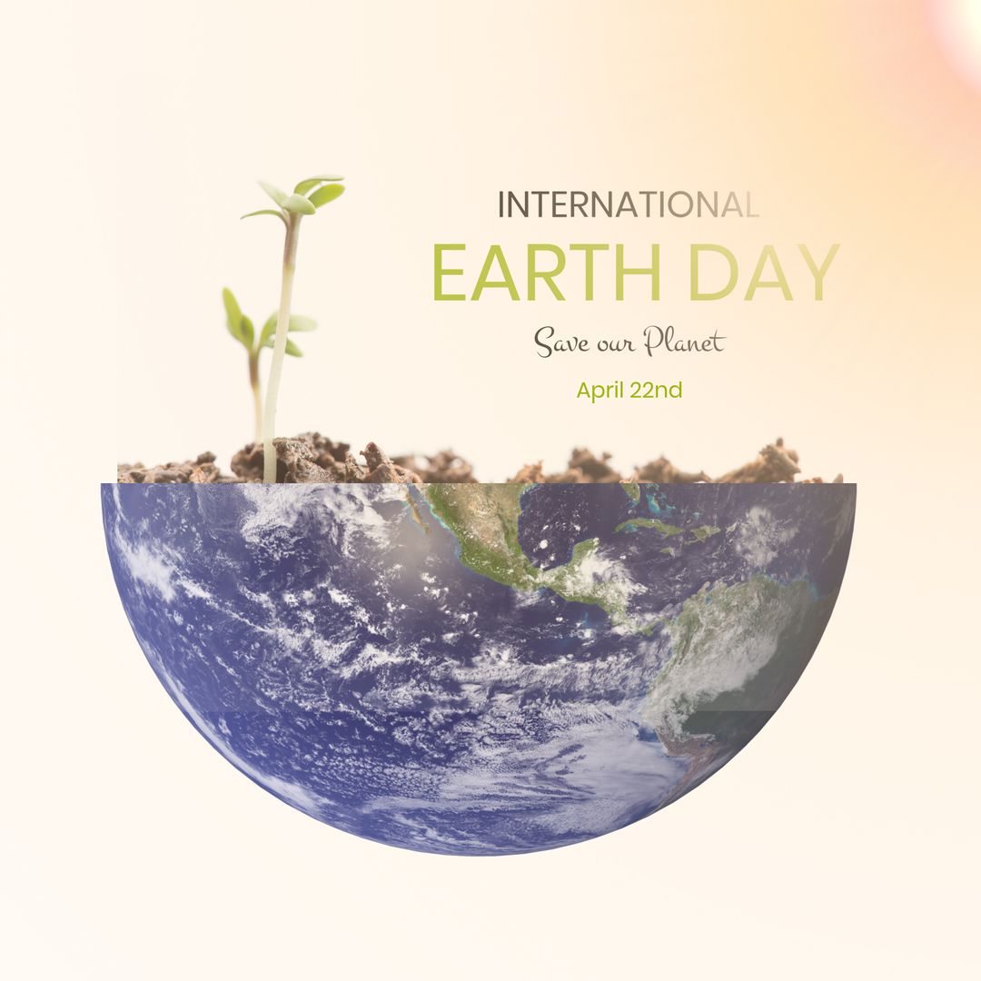 Earth Day Concept with Globe and Seedling Illustration