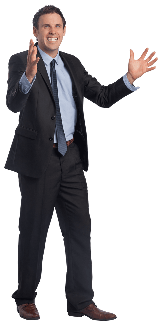 Shouting Businessman Expresses Emotions on Transparent Background