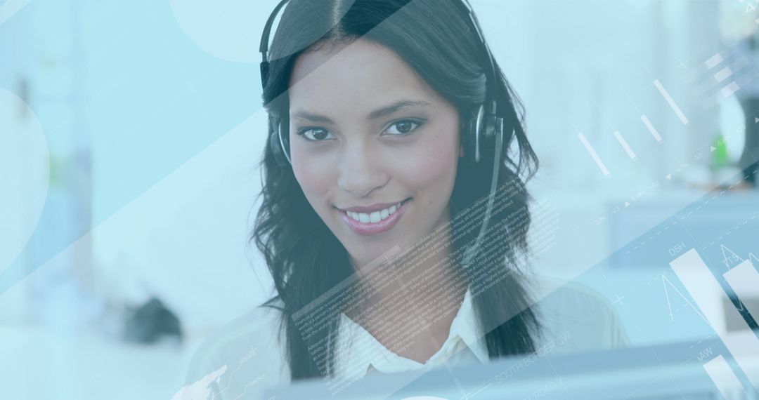 Smiling Customer Support Agent with Headset in Modern Office - Free Images, Stock Photos and Pictures on Pikwizard.com