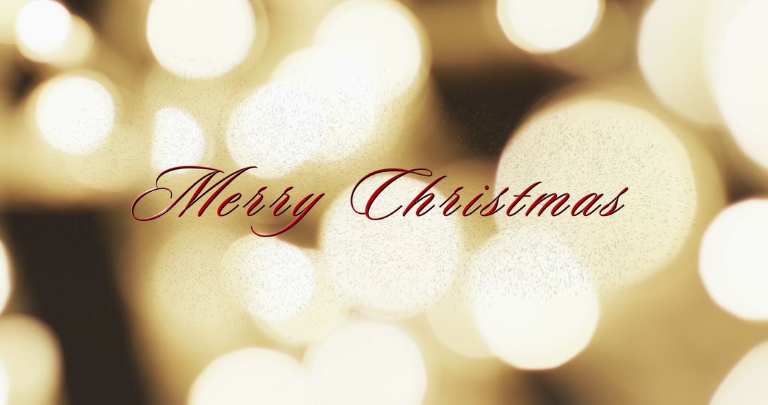 Merry Christmas Text on Festive Lights Background