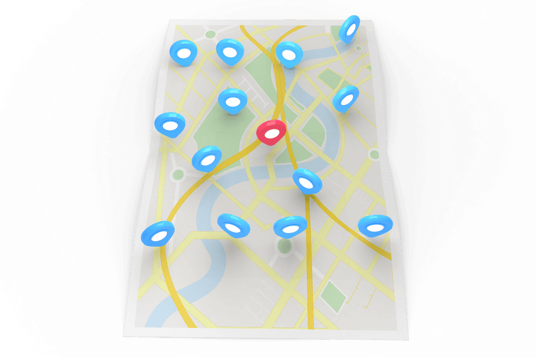 Transparent Digital City Map Illustration with Tags