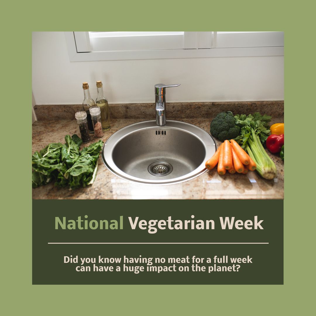 Celebrating National Vegetarian Week with Fresh Vegetables in Kitchen