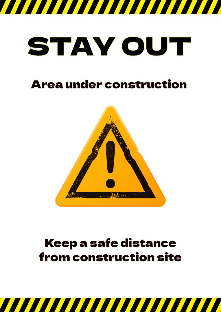 Construction Area Warning Sign with Safety Instructions