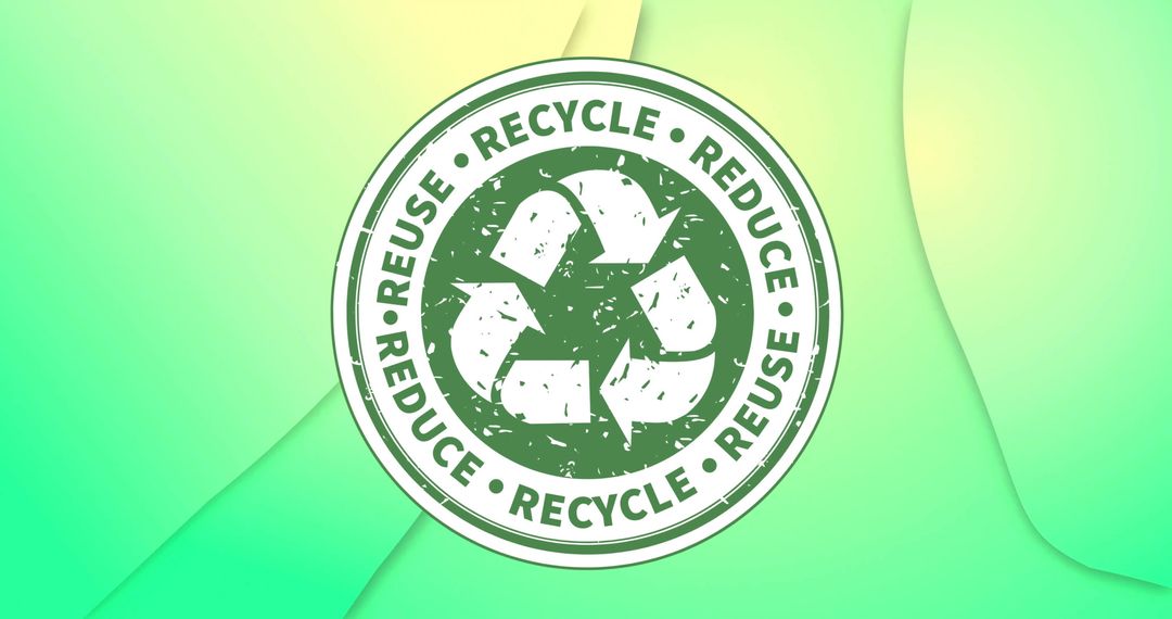 Reuse Recycle Reduce Eco Symbol on Green Gradient Background