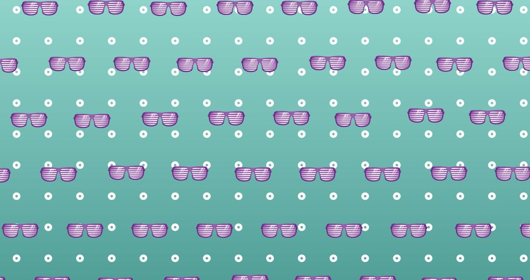 Retro Purple Sunglasses on Mint Dotted Background Pattern