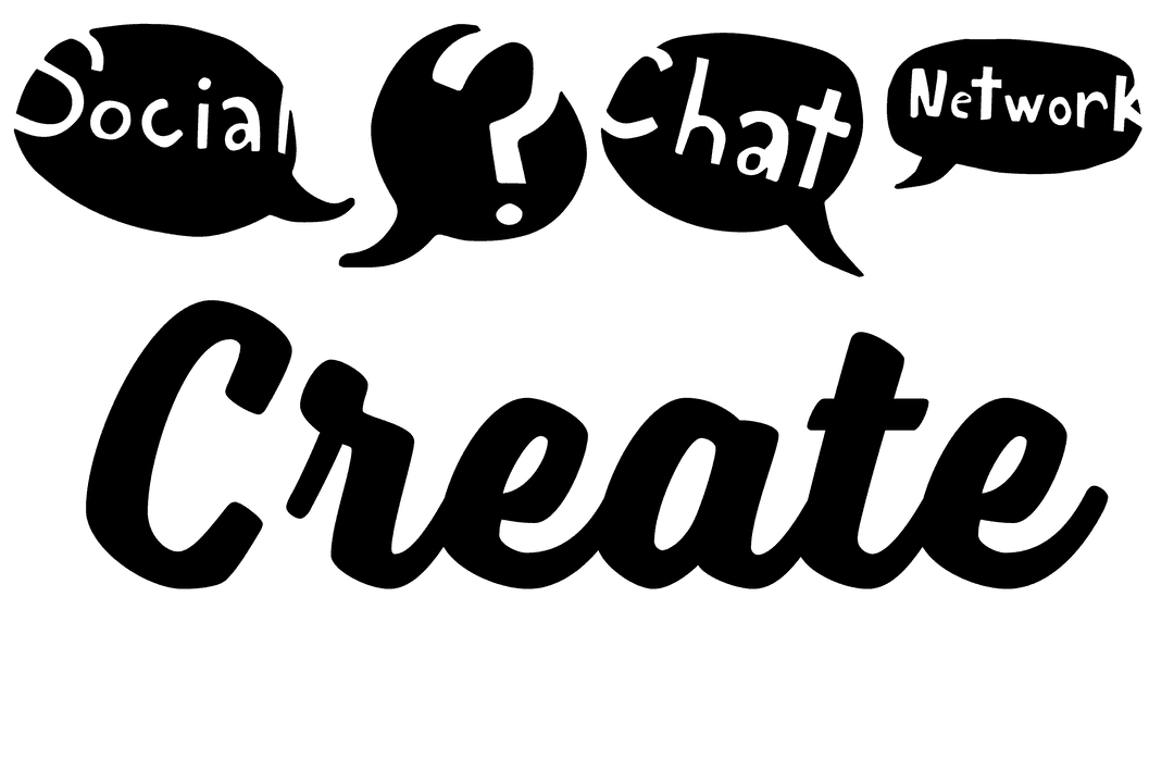 Transparent Create Text with Black Speech Bubbles Illustration