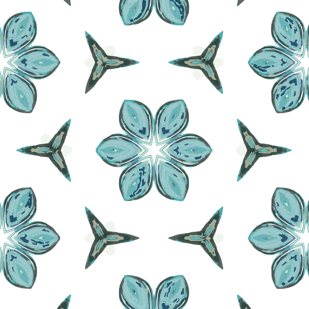 Seamless Blue Floral Design, Transparent Background, Isolated Pattern