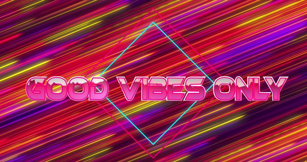 Good Vibes Only Neon Text on Vibrant Light Trails Background