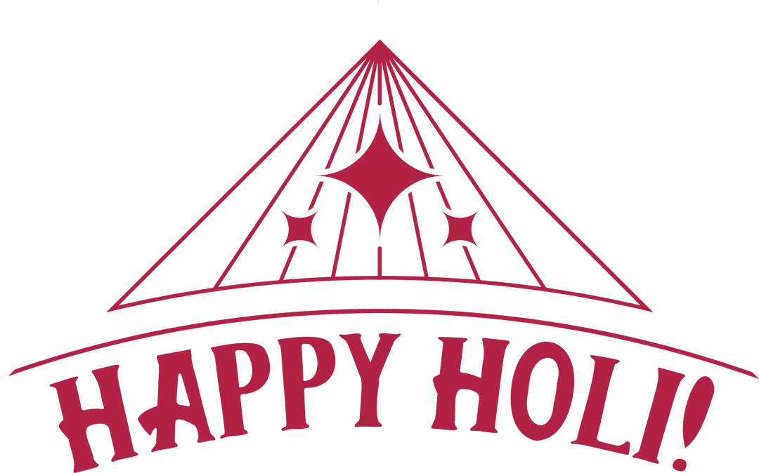 Geometric Festive Triangle with Happy Holi on Transparent Background