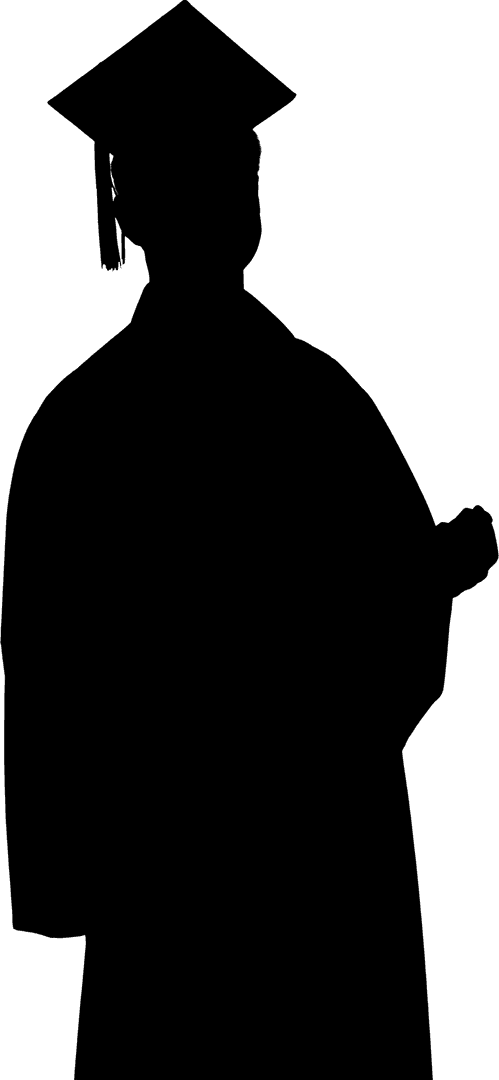 Silhouette of Graduate Wearing Cap on Transparent Background