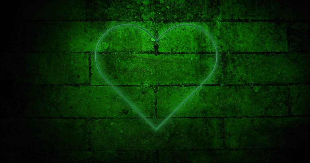 Neon Heart Glowing on Rustic Brick Wall Background - Free Images, Stock Photos and Pictures on Pikwizard.com