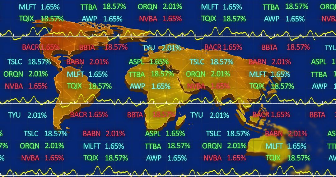 Global Stock Market Data Visualized on World Map